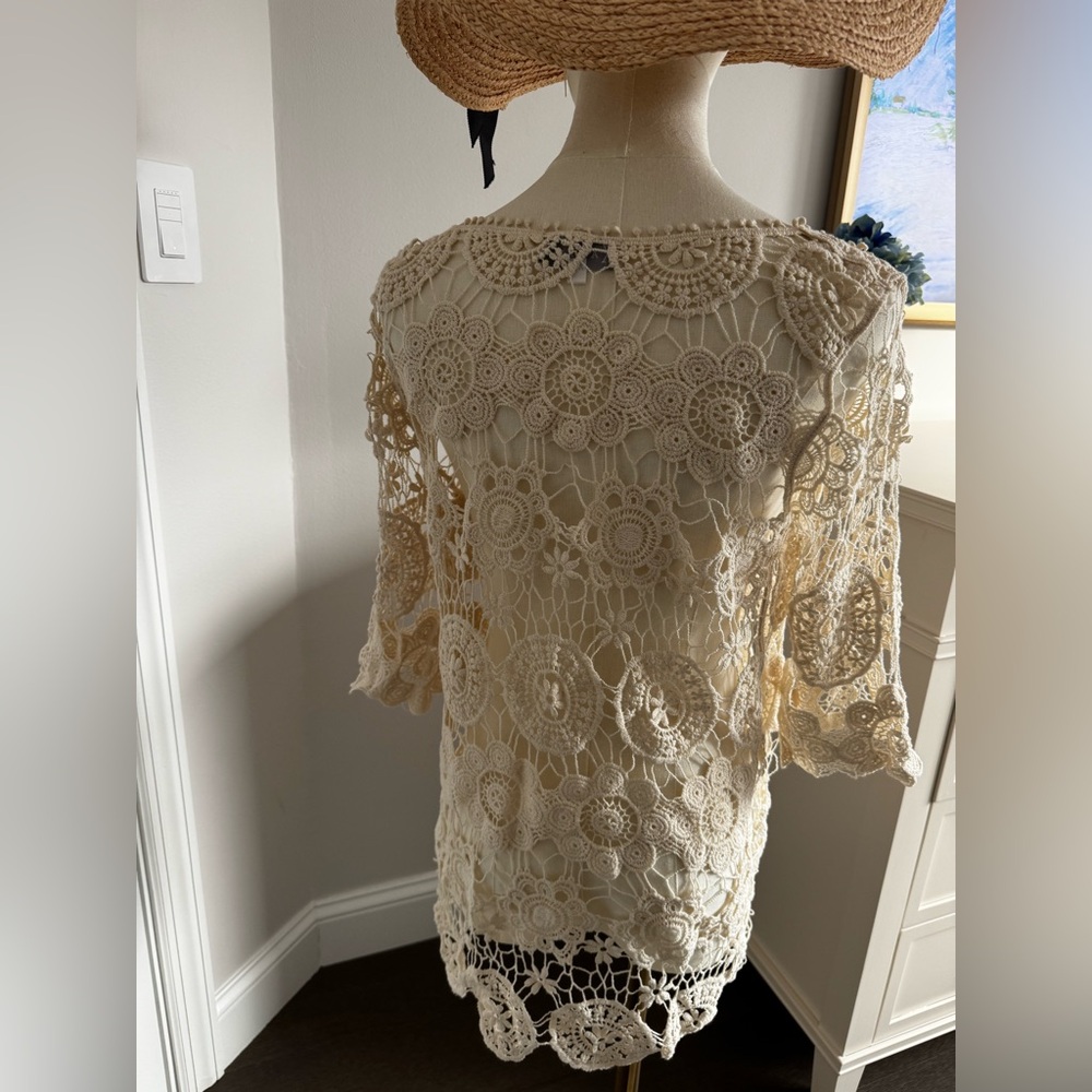Never worn cream crochet swim coverup - Picture 2 of 4